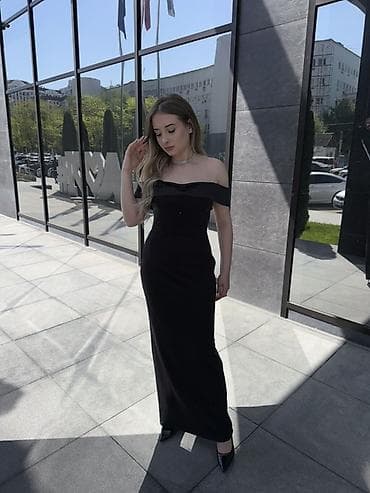 арзан кийимдер: Элегантное вечернее платье в пол - Цвет: глубокий чёрный - Длина — 1