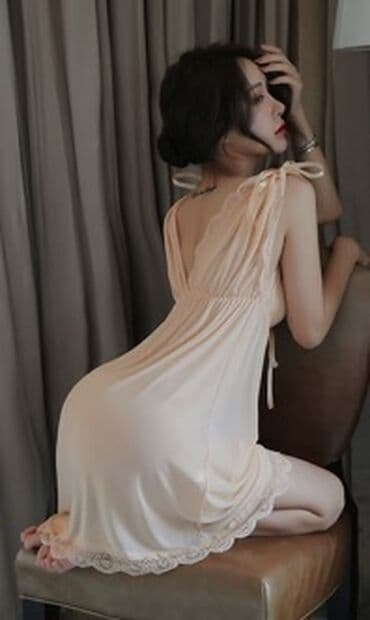 белая ночная сорочка: Пеньюар, Эластан, Длинная модель — 3