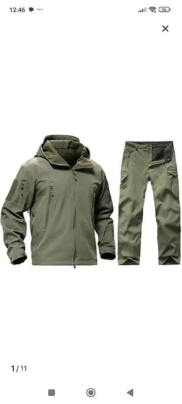 Пальто: Тактический костюм (куртка + штаны), цвет олива. Куртка: - Капюшон с — 1