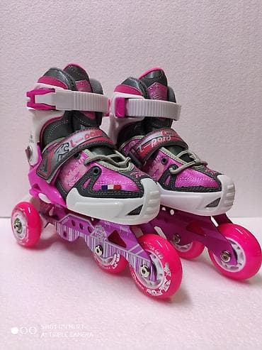 Спортивная форма: Детские роликовые коньки с защитой, розово-серые - Тип: раздвижные — 1