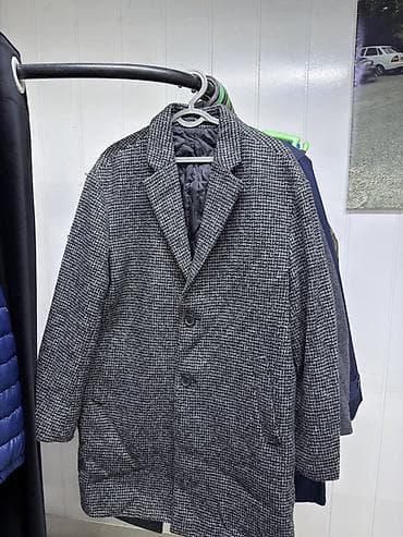 драповые мужские куртки: Мужское пальто классического кроя - Цвет: серый с черно-белым — 1