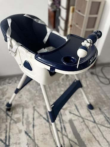 детский стул деревянный: Стульчик для кормления, Новый, Skillmax, Металл, Другой вид, цвет - Синий, Самовывоз — 4