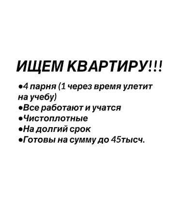 кватир: Ищем квартиру - Четверо парней (один вскоре уедет на учёбу) - Все — 1