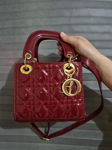 daniel klein: Сумка ручной работы в стиле Lady Dior, бордовая, лакированная кожа. - — 2