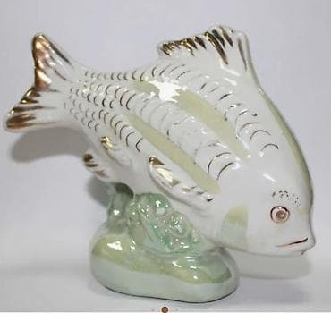 Текстиль: Статуэтка.Рыба-карп.Фарфор.Золочение.Фарфоровый завод.Дулево.СССР.1954 — 2