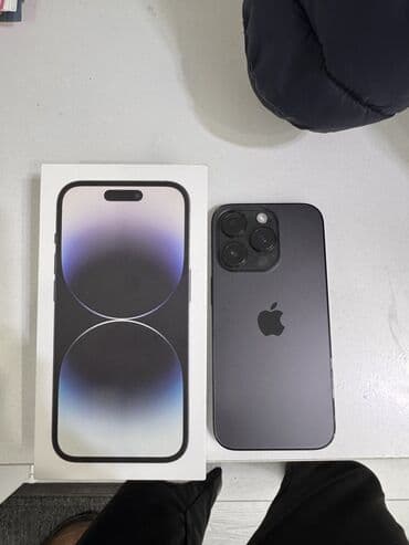 IPhone 14 Pro, Б/у, 256 ГБ, Jet Black, Кабель, Коробка, 86 %
