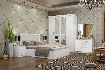 Спальный гарнитур, Новый, Двуспальная кровать, ДСП, цвет - Белый