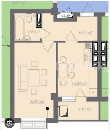 Продажа квартир: 1 комната, 42 м², Элитка, 7 этаж, Готовая ПСО (под самоотделку) — 3