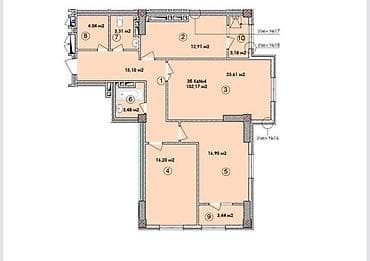 Продажа квартир: 3 комнаты, 102 м², Элитка, 14 этаж, ПСО (под самоотделку) — 4