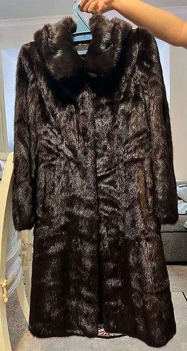 Шуба, Норка, По колено, Китай, С капюшоном, XL