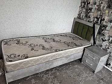 стол стулья: Спальный гарнитур, Односпальная кровать, ДСП, цвет - Серый — 2