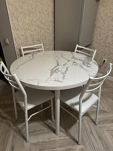 стол стул для кухни: Кухонный стол и стул, Б/у, Самовывоз, цвет - Белый — 1