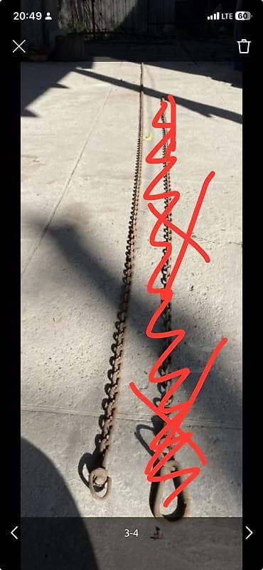 жесткий цепка: 1) Цепь крепкая для коров 1500с 5метров, 2) ПИЛА по дереву — 1