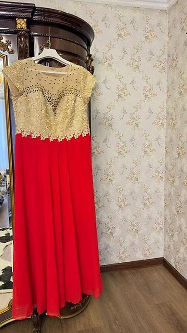 красные вечерние платья: Новое. Торг уместен. Атласно-шифоновое вечернее платье в пол. - — 3