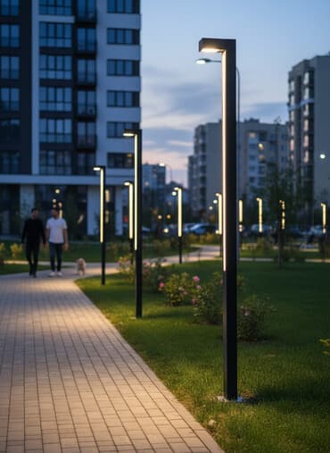 Уличные светильники столбы, предназначенные для освещения открытых