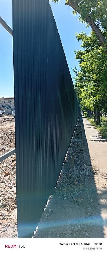 Металлический забор, Полимерный профнастил, Односторонний, Покраска забора