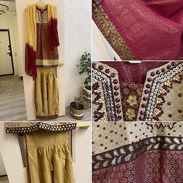 Шикарный комплект Индия 🌸новый 44 р: Сари, шаровары шарфик 0,85х2 м at lalafo.kg Шикарный комплект Индия 🌸новый 44 р: Сари, шаровары шарфик 0,85х2 м