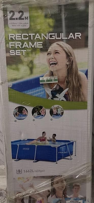 Спорт жана хобби: Каркасный прямоугольный бассейн Intex - Размеры: примерно 2,20 м × — 1