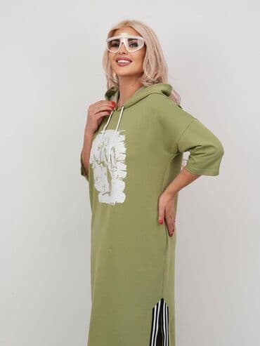 прокат карнавальных костюмов в бишкеке бишкек: Повседневное платье, Made in KG, Осень-весна, Длинная модель, 5XL — 1