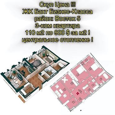 Продажа квартир: 3 комнаты, 110 м², Элитка, 17 этаж, Готовая ПСО (под самоотделку) — 1