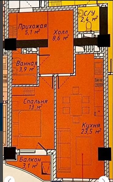 home: 1 комната, 57 м², Элитка, 17 этаж, Готовая ПСО (под самоотделку) — 4