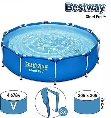 Спорт и отдых: 305/76см. Bestway 56677 BW Каркасный бассейн Steel Pro, 4678л — 6