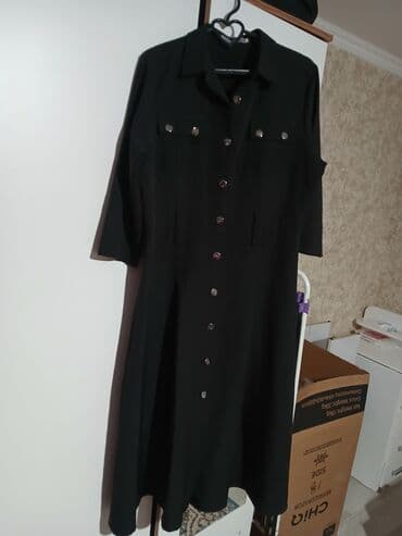 платье с завышенной талией для беременных: Повседневное платье, Турция, Осень-весна, Длинная модель, Платье-рубашка, XL — 1