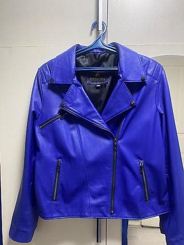 Плащи: Куртка-косуха женская, ярко-синяя (электрик) - Материал: натур кожа — 2