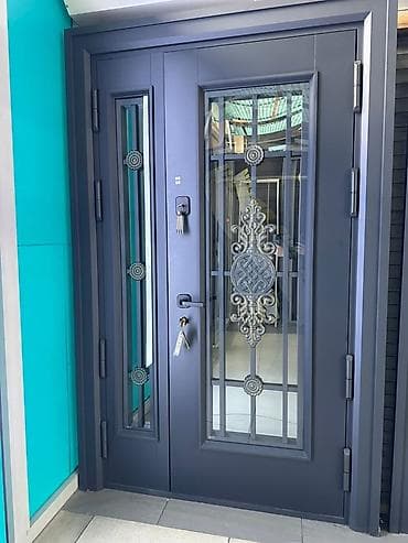 коврики для прихожки: Двери для домов и квартир, Металлическая, Двухстворчатая, Правосторонняя, цвет - Серый — 1