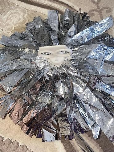 помпоны: Серебристые помпоны для чирлидинга/танцев - Комплект: 6 помпонов (3 — 2