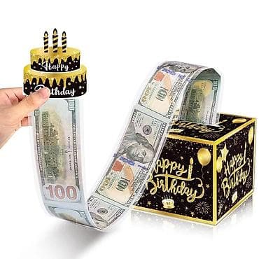 Подарочная коробка-сюрприз “Happy Birthday” для денежного подарка -