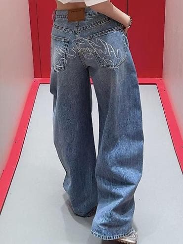 Джинсы, Китай, Средняя талия, Со стразами, L