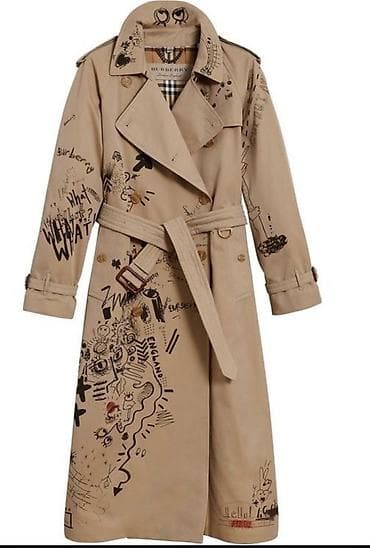 Блузкалар: Тренч с авторскими принтами в стиле граффити - Классический бежевый — 2
