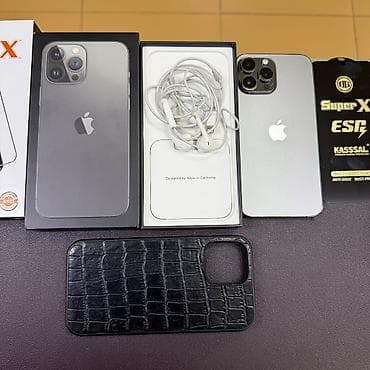 айфон13: IPhone 13 Pro Max, Б/у, 256 ГБ, Space Gray, Коробка, Наушники, Чехол, 83 % — 2