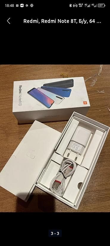 кол тараза: Redmi, Redmi Note 8T, Колдонулган, 64 ГБ, түсү - Көгүлтүр, 2 SIM — 3