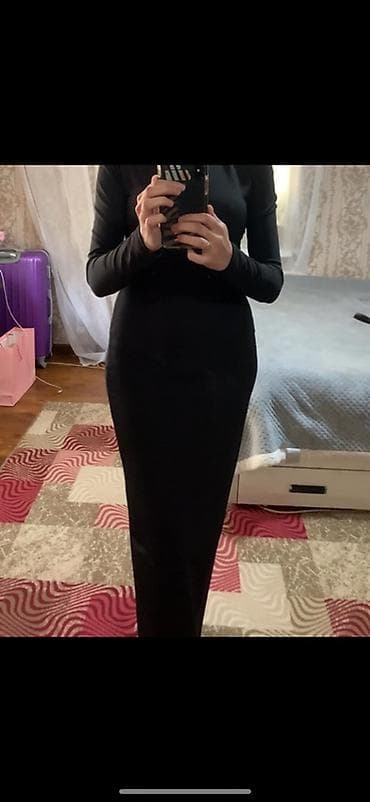 этно шоппер: Повседневное платье, Турция, Осень-весна, Длинная модель, Трикотаж, Прямое, S — 1