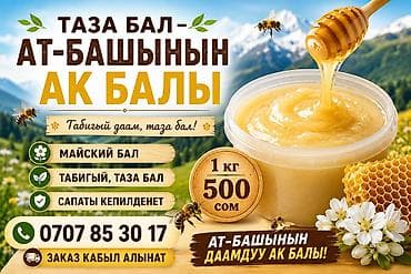 Дом и сад: Натуральный белый мёд из Ат-Башы - Майский мёд, кремовой консистенции — 1