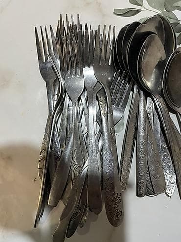 Посуда: Столовые приборы из нержавеющей стали, набор ассорти большого объема — 3