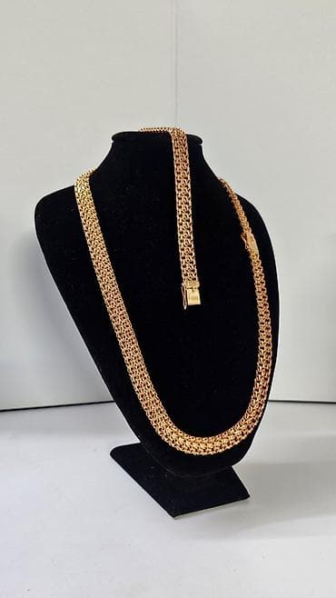 Сөйкөлөр: Зер буюмдар топтому, Үлгүсү 585, Жаңы, Металл түсү: Сары, Жуп топтом — 3