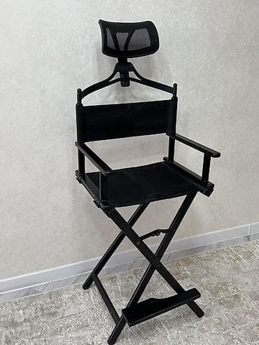 Высокий складной стул визажиста/режиссёрский с подголовником. -