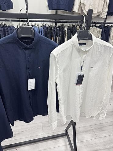 Мужская рубашка, S, L, XL, Tommy Hilfiger, Новый, цвет - Белый, Самовывоз