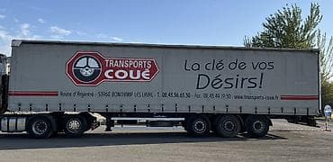 Шторный полуприцеп Transports Coué - Тип: тентованный (шторный) at lalafo.kg Шторный полуприцеп Transports Coué - Тип: тентованный (шторный)