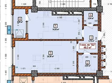 сдаю квартиру баха гагарина: 1 комната, 50 м², 15 этаж, Готовая ПСО (под самоотделку) — 3