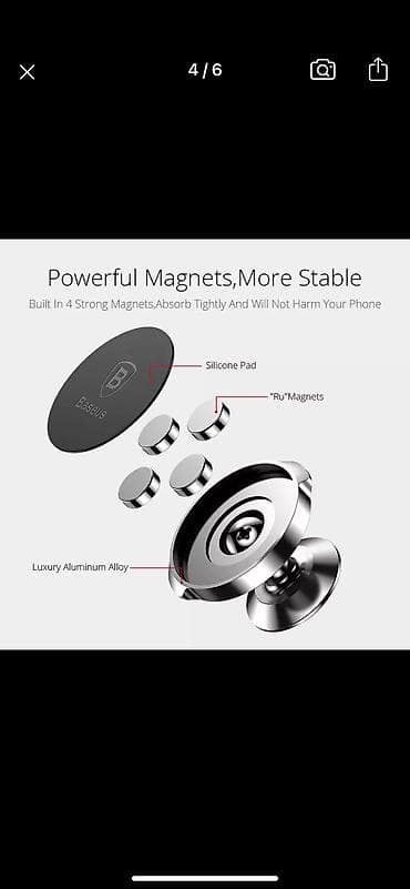 Инструменты для авто: Магнитный держатель для телефона BASEUS, премиум качество, новая — 2