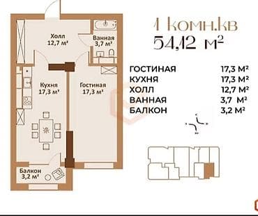 o2 development: Строится, 1 комната, 54 м² — 6