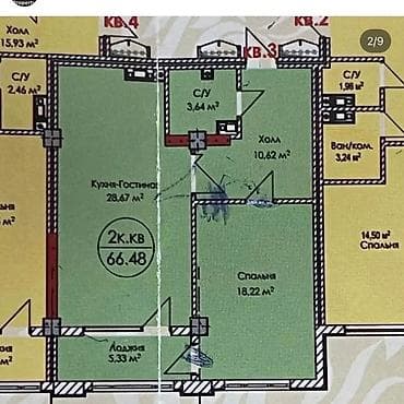 Квартиры: 2 комнаты, 67 м², Элитка, 6 этаж, Евроремонт — 7