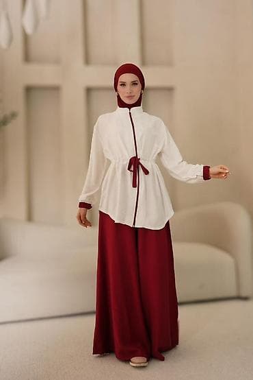 pull and beer: Женский комплект для скромного образа: рубашка на молнии + широкие — 1