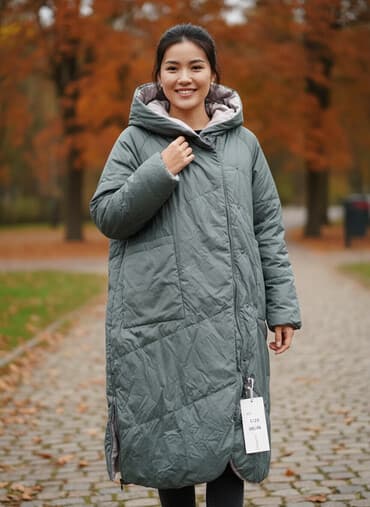 button куртка двухсторонняя: Пуховик, Длинная модель, Двусторонняя модель, 5XL — 1