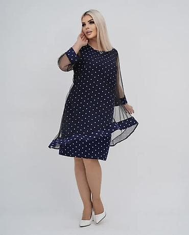 Вечерние платья: Вечернее платье, А-силуэт, Короткая модель, Креп, С рукавами, Все размеры — 1