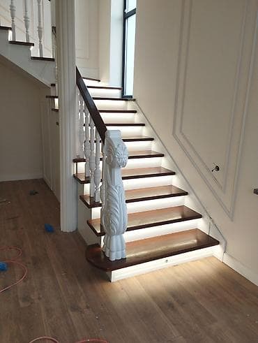 опрыскиватель для деревьев: Деревянная лестница Для дома, Форма лестницы: Много-маршевая, Стиль: Классический — 1